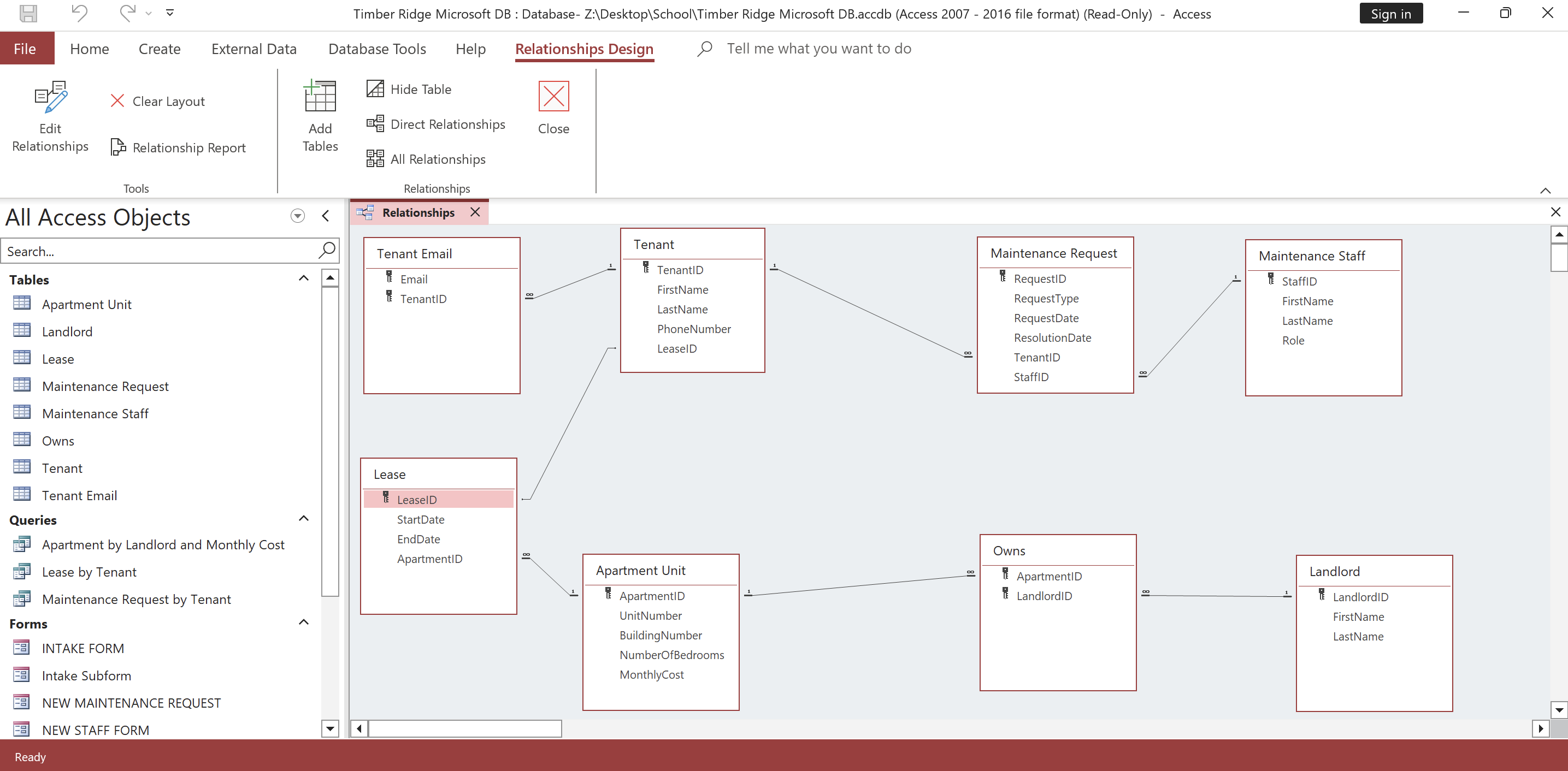Timber Ridge Access Database